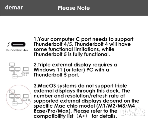 WAVLINK Thunderbolt 5 Dock, 12-в-1 TB5 докинг станция, 8K дисплей, снимка 5 - Други - 52693344
