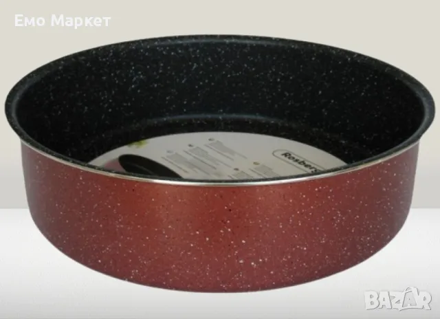 Тава Rosberg R51222G26, Кръгла,26/28/30/32/34 см., Мраморно покр., Бордо меланж/алуминий