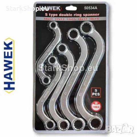 Ключове Звезди S-образни 5 части HAWEK 10-19мм, снимка 2 - Ключове - 50316866