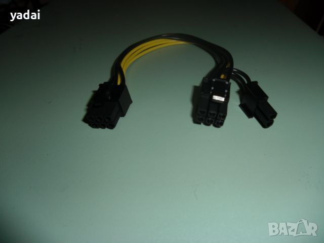66.Кабел PCI-Един 6 пинов мъжки конектор към 8-pin 6+2-pin мъжки за захранване на видеокарта, снимка 1 - Кабели и адаптери - 45700299
