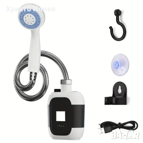 Преносим душ подходящ за къмпинг кемпер каравана вътрешен външен душ с лампа usb зареждане, снимка 2 - Къмпинг мебели - 51299179