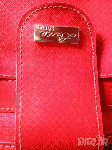 Стилна българска дамска чанта рубинено червен цвят , снимка 3 - Чанти - 51444729