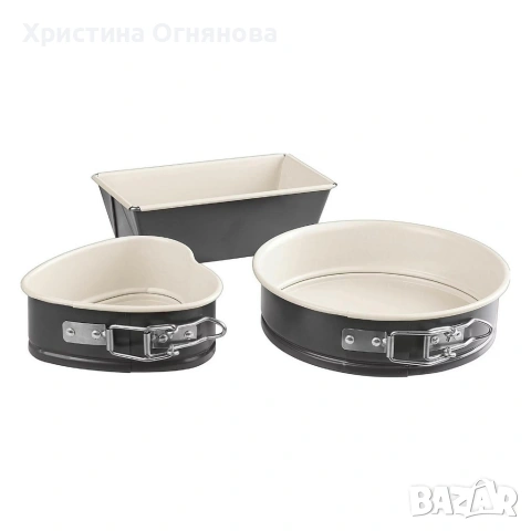 Комплект мини форми за печене Exclusive“ (3 части) – керамично покритие, сърце и подвижен ръб, снимка 2 - Форми - 53496594