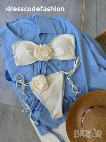 Бански костюм от две части с 3D роза, снимка 2 - Бански костюми - 50641300