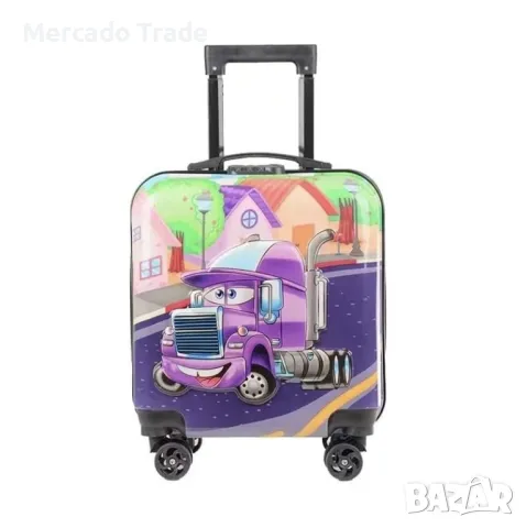 Детски куфар Mercado Trade, 3D, ABS, Камионче, Лилав, снимка 1 - Куфари - 47256486