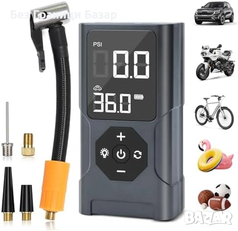 Нова Преносима помпа компресор за гуми кола/велосипед/колело LED 12V