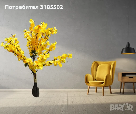 Декоративно изкуствено цвете с жълти цветове, 100см, снимка 5 - Изкуствени цветя - 51227088
