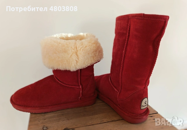 Дамски ботуши Bearpaw червен велур, снимка 9 - Дамски ботуши - 54268229