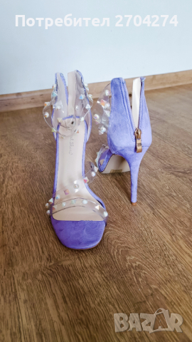 Елегантни сандали на ток в лилаво, снимка 2 - Дамски обувки на ток - 44954006
