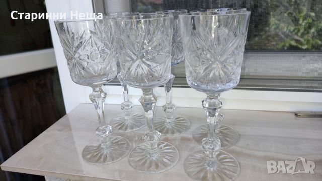 стар кристал чаши за вино , снимка 2 - Антикварни и старинни предмети - 45275722