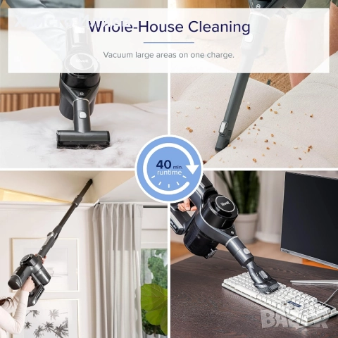 Вертикална прахосмукачка Levoit VortexIQ 40 Flex Безжична, снимка 8 - Прахосмукачки - 52195918