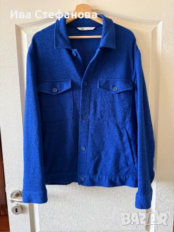 Синя нова уникална спортно елегантна риза яке zara Zara Зара унисекс модел за мъж и жена , снимка 6 - Якета - 51700442
