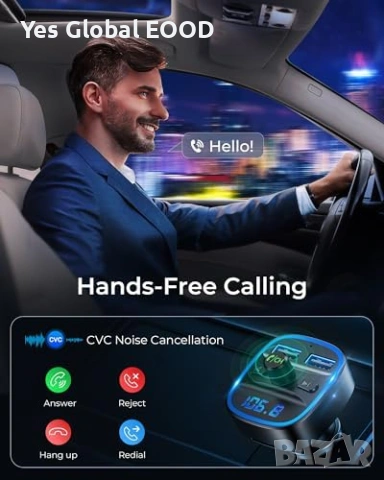 LENCENT Bluetooth FM трансмитер с 2 USB, снимка 6 - Друга електроника - 53616005