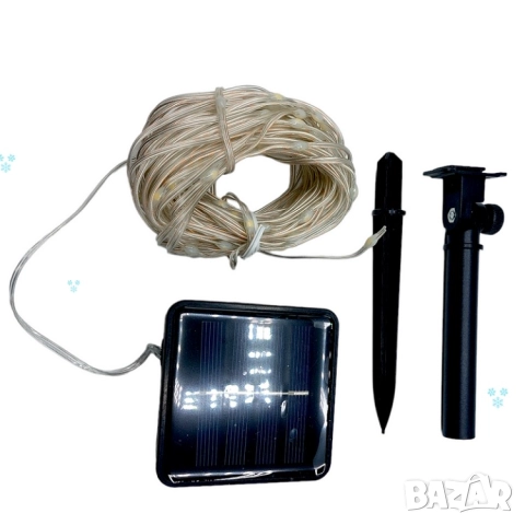 Соларни LED лампички – 10 м гирлянд със соларен панел. Коледна украса., снимка 3 - Декорация за дома - 52480865