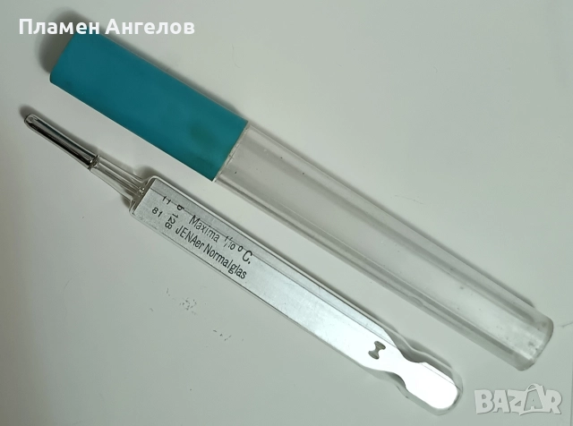 Стар живачен, немски термометър за измерване на телесна температура. , снимка 2 - Уреди за диагностика - 52796586