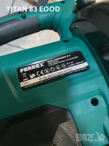 Безжична прахосмукачка/дробачка за листа Ferrex 40V Li-Ion FN-ABV-40 / Регулируем колан, снимка 3 - Други инструменти - 50687710