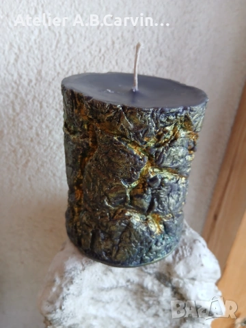 Уникални декоративни свещи камък, скала, златна руда, ръчна изработка, снимка 2 - Декорация за дома - 53925119