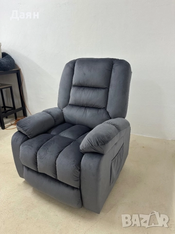 Масажно кресло HOMCOM, повдигаш механизъм, 8 точки за масаж, отопление, кадифе , снимка 7 - Дивани и мека мебел - 52439407