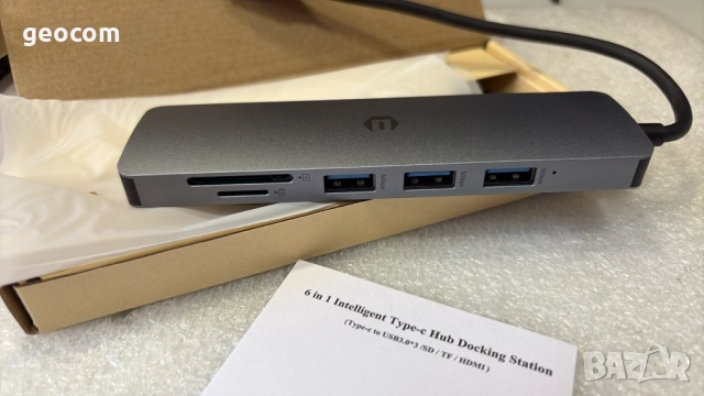 6в1 USB HUB Totu HD044 (Нов,4K HDMI,3xUSB v.3.2,SD/mSD), снимка 5 - USB кабели - 51698867