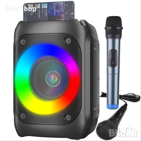 Преносима Bluetooth тонколона с 2 безжични микрофона, снимка 1