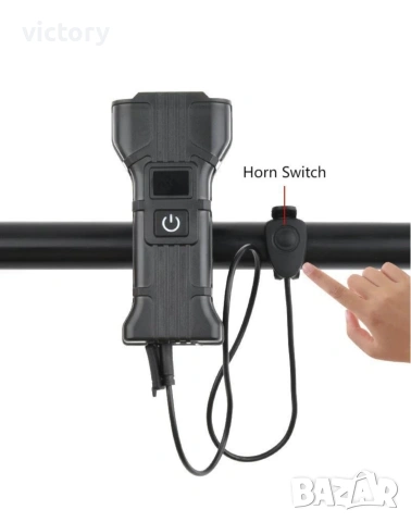 🚲 Мултифункционален велосипеден фар с клаксон – 12 LED 🔊💡, снимка 3 - Части за велосипеди - 53081934