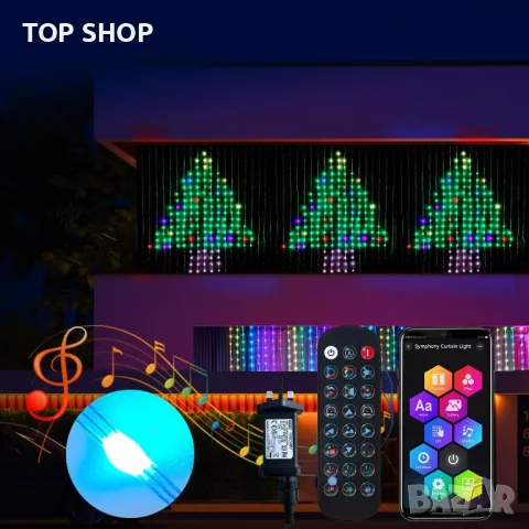 QINER светлини-завеса, 1x1m феерични светлини 400 светодиода, RGBIC, снимка 2 - Лед осветление - 49866138