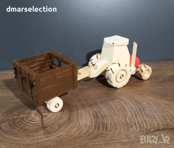 Декоративен дървен трактор с ремарке DMAR 328, снимка 3 - Коли, камиони, мотори, писти - 54278952