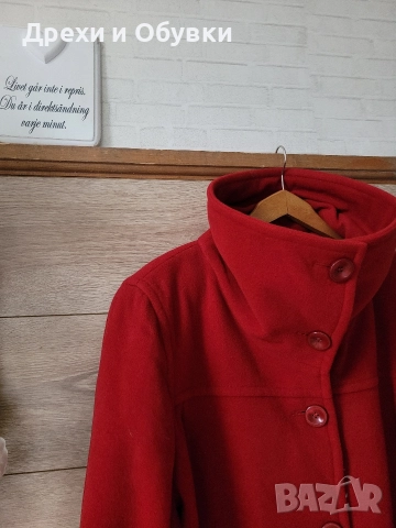 Тъмно червено палто Италия кашмир и вълна , снимка 10 - Палта, манта - 52691315