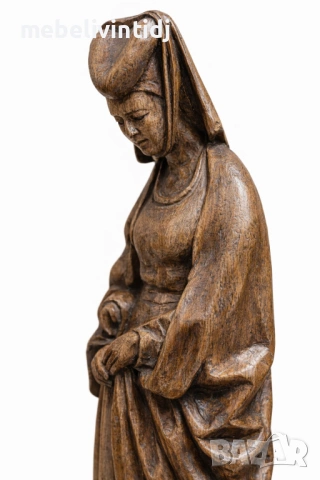 Антикварна дървена фигура – дама в средновековен стил, снимка 2 - Антикварни и старинни предмети - 53778676
