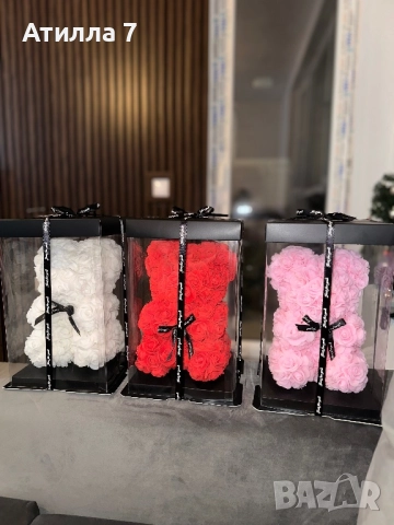 Подаръчно мече с вечни рози и елегантна панделка - идеално за празници, снимка 16 - Подаръци за жени - 52711961