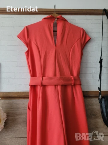 Елегантен гащеризон цвят корал с коланче и джобове , снимка 3 - Гащеризони - 51010059