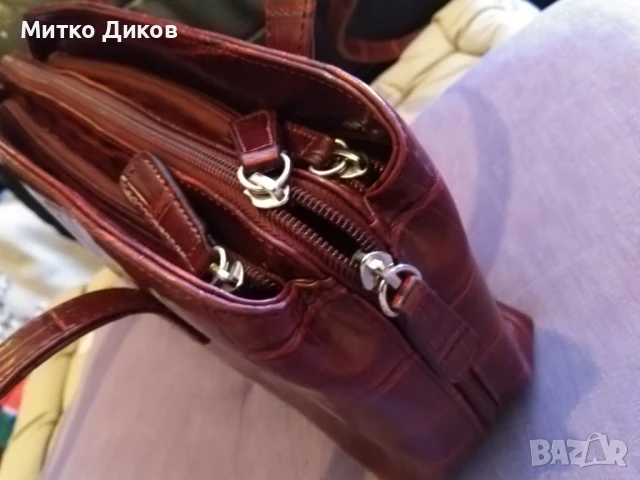 Женска чанта нова през рамо маркова на Джорджио Ферра естестевна кожа 34х18х9см, снимка 7 - Чанти - 51009029