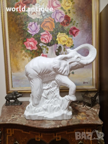 Страхотна огромна антикварна порцеланова фигура статуетка 