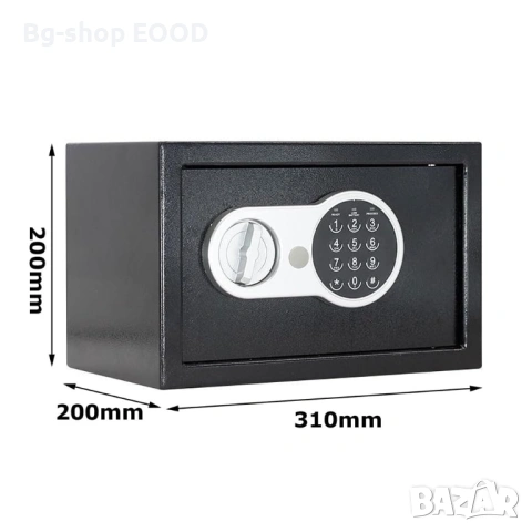 Дигитален сейф, стоманена конструкция, достъп с код/ключ, 31x20x20см, снимка 5 - Друга електроника - 53808904