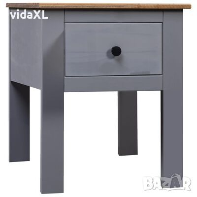 vidaXL Нощно шкафче, сиво, 46x40x57 см, бор, стил Панама(SKU:282692, снимка 1 - Шкафове - 46160415