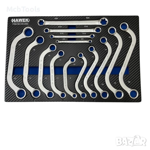 Комплект комбинирани ключове 14 части HAWEK, снимка 2 - Ключове - 51309637