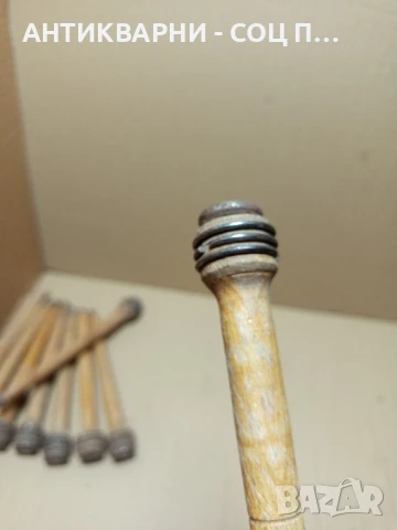 Комплект Соц Стари Дървени Пера Шпиндели Бобини 9бр., снимка 6 - Антикварни и старинни предмети - 50553921