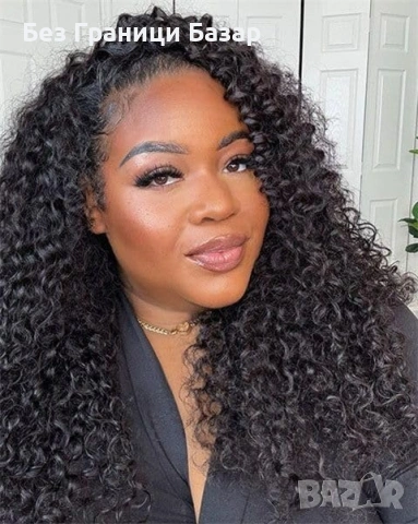 Нова Полуперука естествена коса Kinky Curly 14 инча за жени прическа 