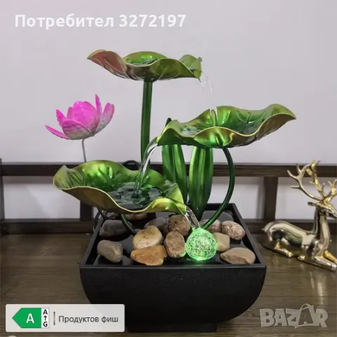 USB 3-степенен релаксиращ настолен,водопад-фонтан,LED пръстеновидна светлина за декорация, снимка 6 - Декорация за дома - 49764616