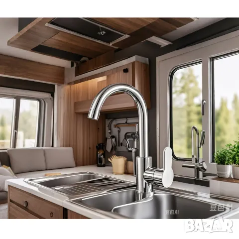 🚿 Елегантен кухненски смесител с въртящ се чучур – Пълен комплект + Подаръци! 🛠️, снимка 1