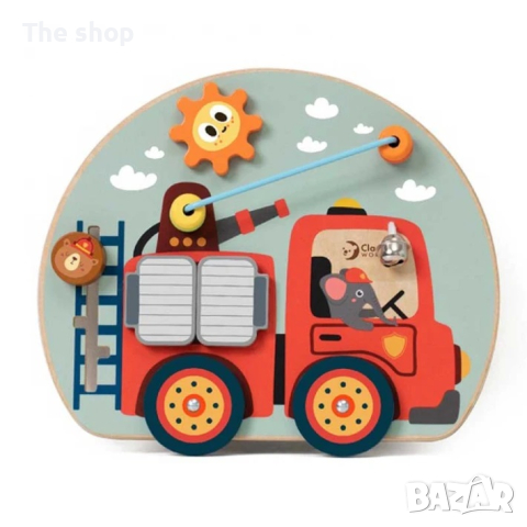 Интерактивна дървена детска играчка - Пожарникарска кола (004), снимка 1 - Образователни игри - 45055146