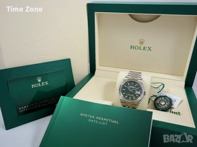 Rolex Datejust 36mm Steel Olive Green Palm Motif Automatic Дамски Различни Варианти, снимка 2 - Дамски - 48183154