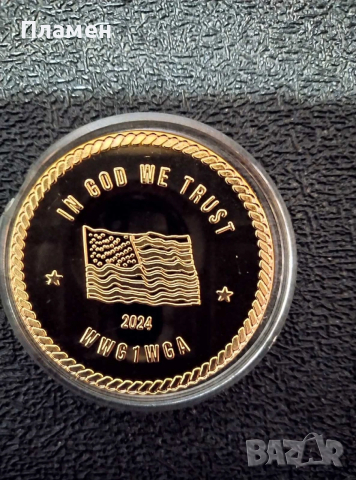 Колекционерска монета на САЩ с Доналд Тръмп и Американското знаме , снимка 2 - Нумизматика и бонистика - 48440788