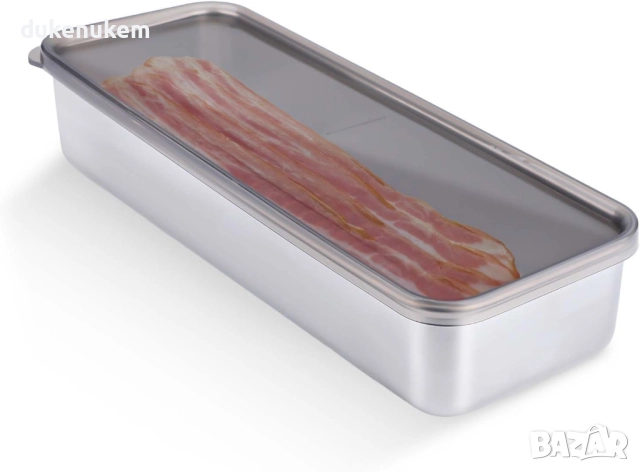 Иноксова кутия за бекон и деликатеси, херметична, за хладилник и фризер
