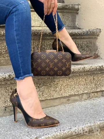 дамски чанта и обувки на ток gucci louis vuitton , снимка 13 - Дамски обувки на ток - 46858317