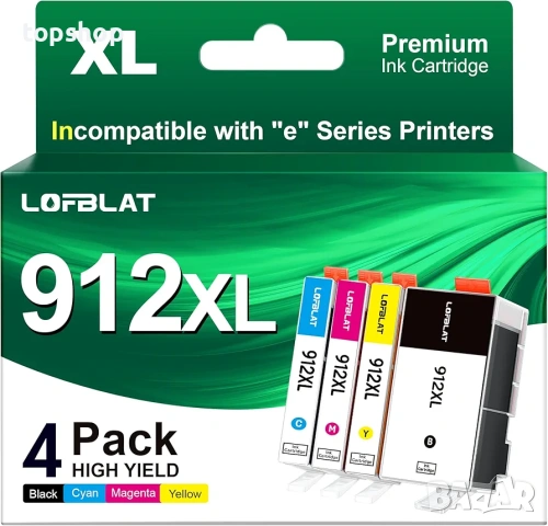 Чисто нови запечатани, пълен комплект касети LOFBLAT 912XL за HP OfficeJet Pro 8020 8022 8025 