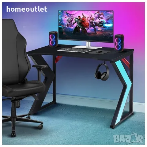 ПОМОЦИЯ Компютърно / геймърско бюро с LED осветление CLIPOP BZOD-CD-D0216BL, снимка 2 - Бюра - 49794209