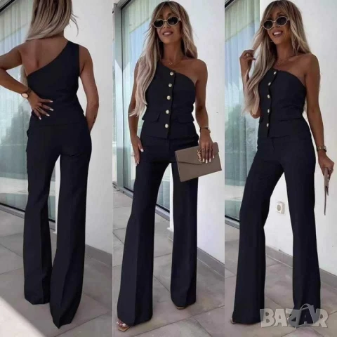 дамски комплекти елек с едно рамо  и панталон 