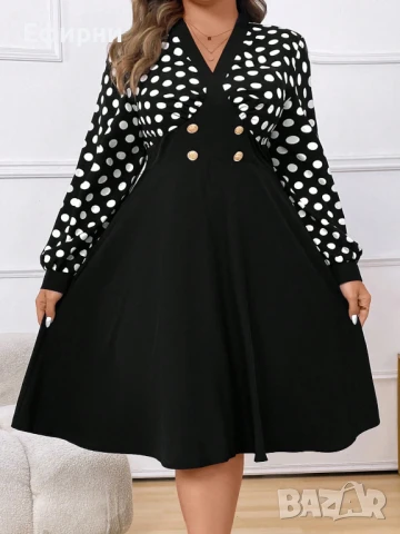 Елегантна рокля, Миди рокля, Рокля на точки, снимка 2 - Рокли - 50977176