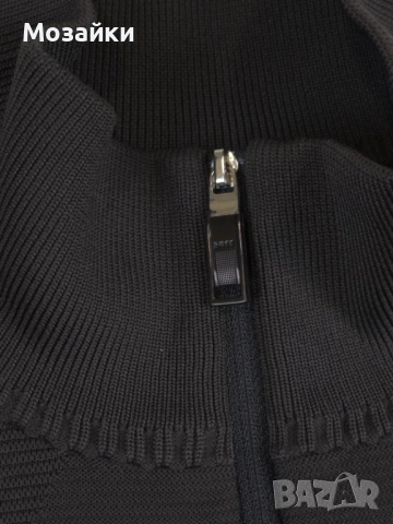 Мъжки пуловер BOSS Zidor Quarter-Zip Черен Слим | MSRP €199 | Размер L, снимка 4 - Спортни дрехи, екипи - 53595758